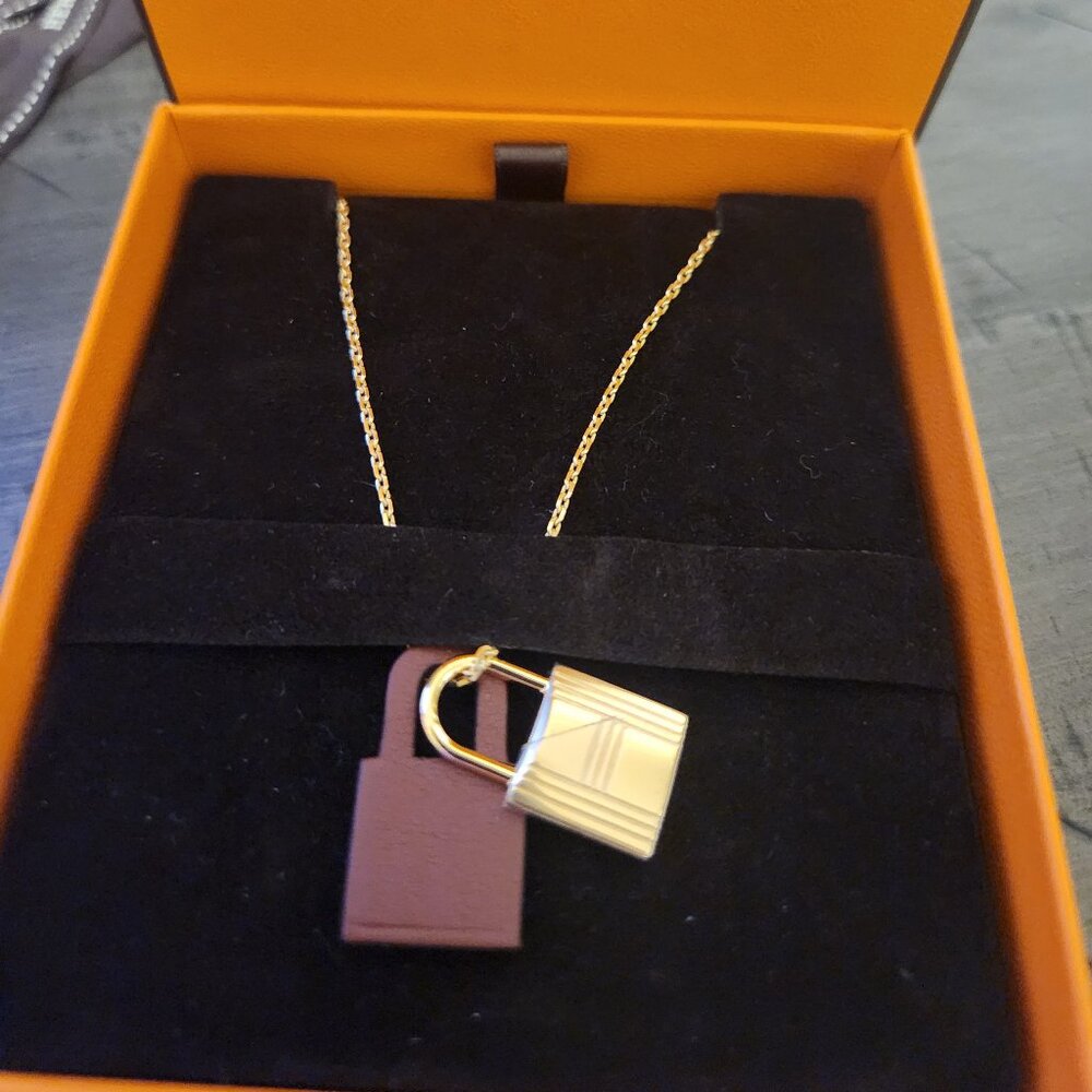Hermes Gold and Brown Lock Necklace - Picture 4 of 5